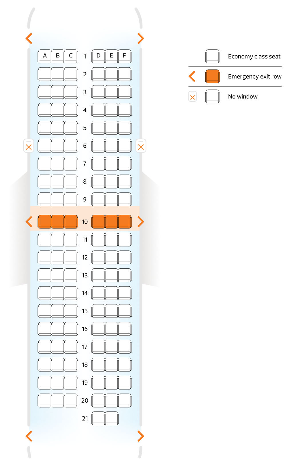 Boeing 737-500 seat map