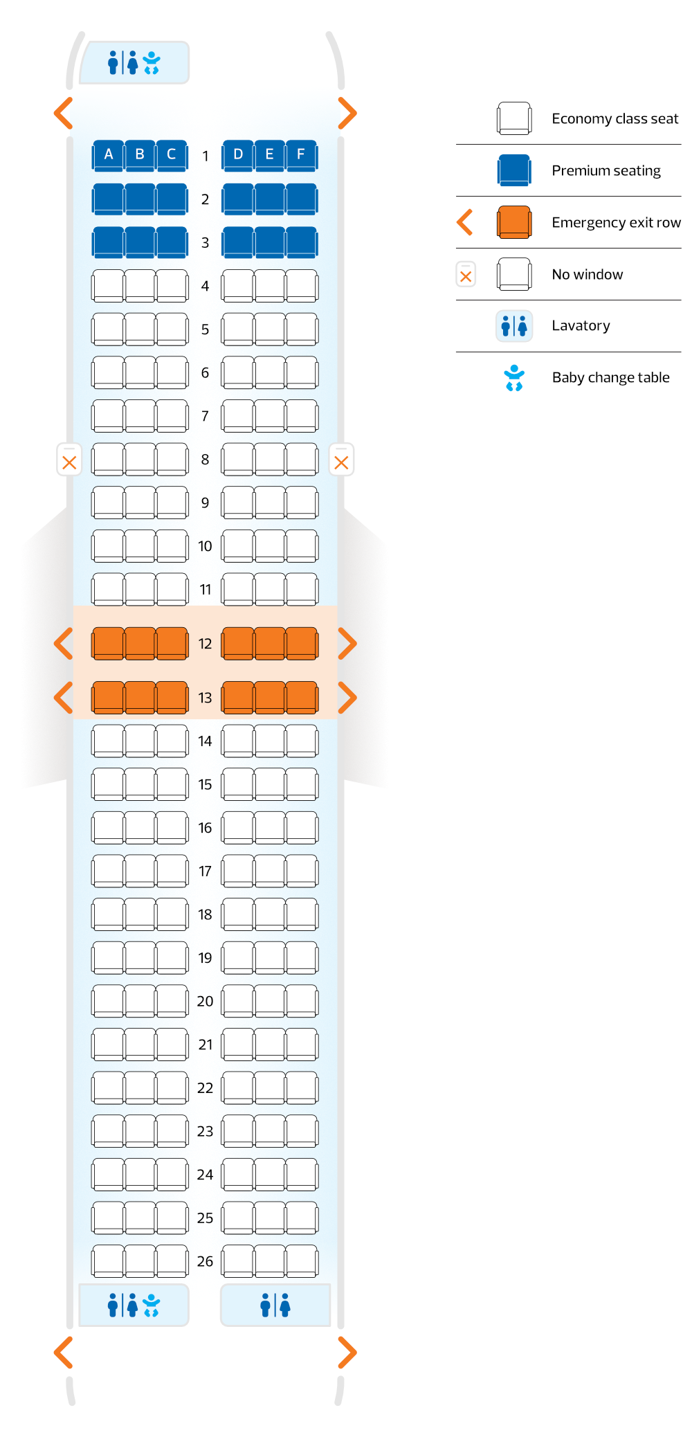 Boeing 737-400 seat map