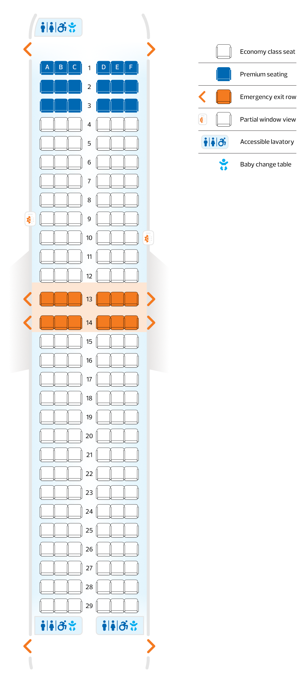 Boeing 737-800 seat map