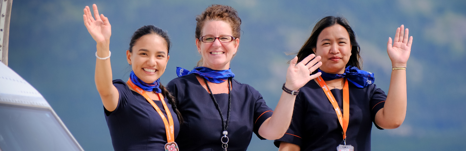 Air North flight attendants ready to welcome passengers