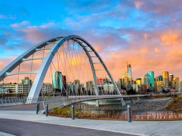 Bridge and skyline of Edmonton Alberta