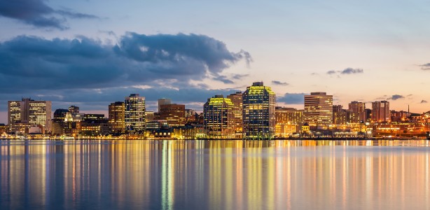 Halifax Nova Scotia skyline at dusk