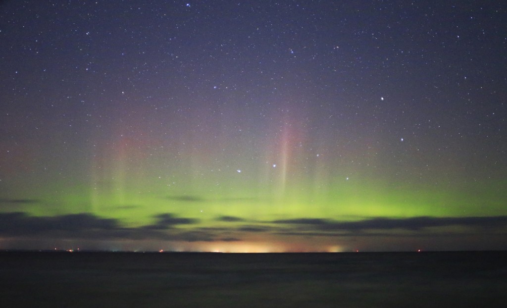 Beautiful aurora borealis against an evening sky