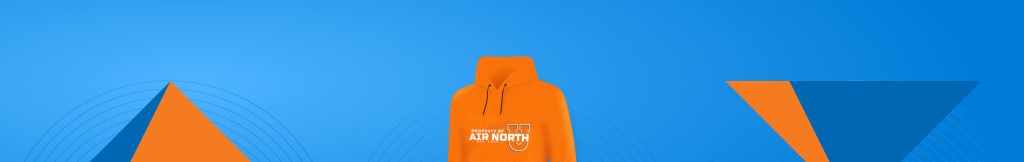 Air North U Hoodie against geometric background